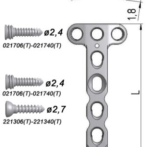 Płytka blokowana “T”, do nasady dalszej kości promieniowej
