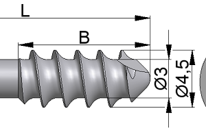 Wkręt kostkowy Ø4,5/3,0mm B=10-37mm